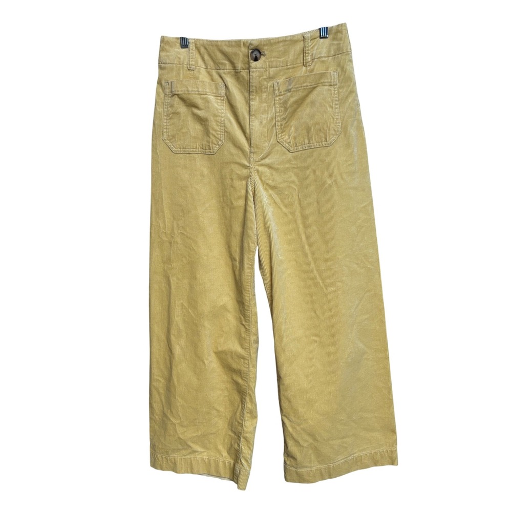 Maeve Anthropologie The Colette Cropped Wide-Leg Corduroy Pants Yellow Size 31 - Picture 2 of 10
